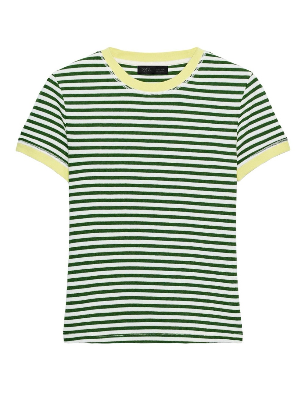 Zara Striped Short Sleeve T-Shirt - Green/Off White